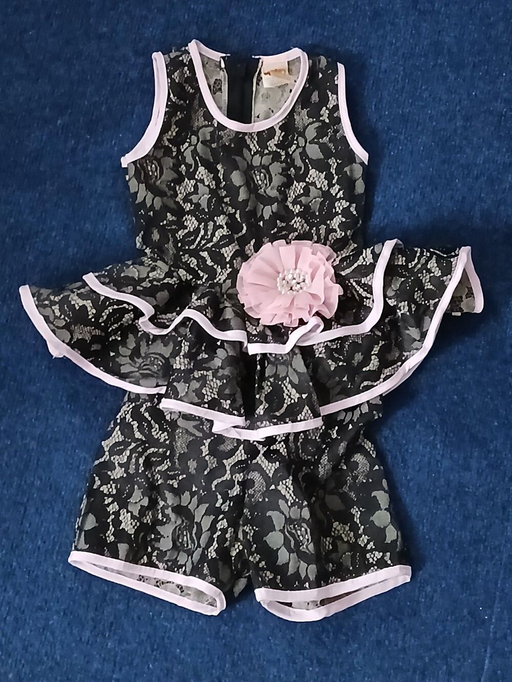 BMB COURTURE MIA BELL BABY 2T/3T  Black Lace/Pink Sleeveless top w/ Bottom NWOT